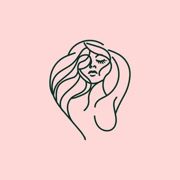 Line drawing captures the subtle details of a woman's face, from the curve .. Stock Illustration