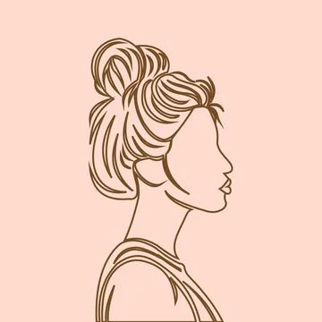 Line drawing captures the subtle details of a woman's face, from the curve .. Stock Illustration