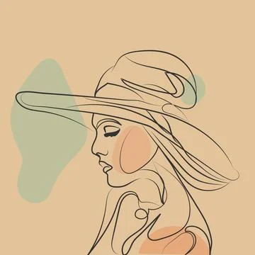 Line drawing captures the subtle details of a woman's face, from the curve .. Stock Illustration