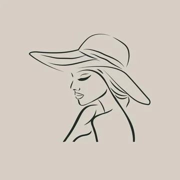 Line drawing captures the subtle details of a woman's face, from the curve .. Stock Illustration