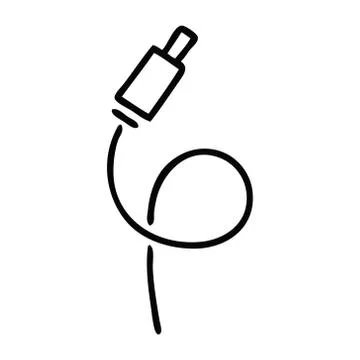 Line drawing cartoon audio plug Stock Illustration