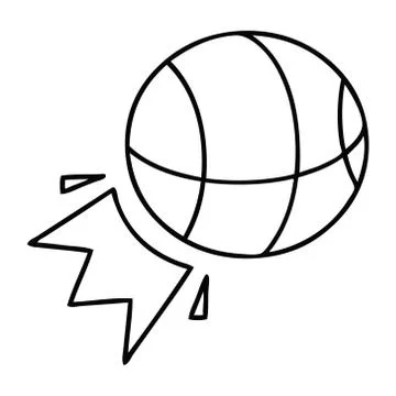 Line drawing cartoon basket ball Stock Illustration