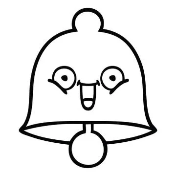 Line drawing cartoon bell Illustrazione stock