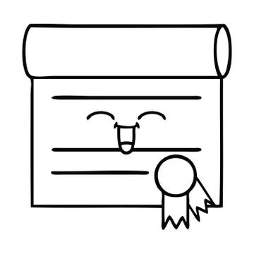 Line drawing cartoon certificate 스톡 일러스트
