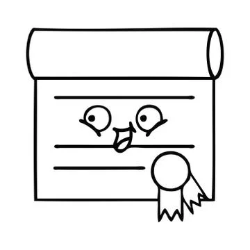 Line drawing cartoon certificate Illustrazione stock
