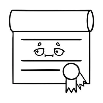 Line drawing cartoon certificate Illustrazione stock
