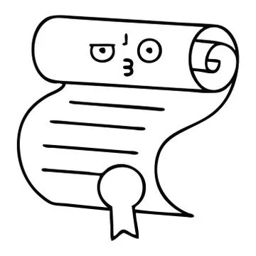 Line drawing cartoon contract Stock Illustration