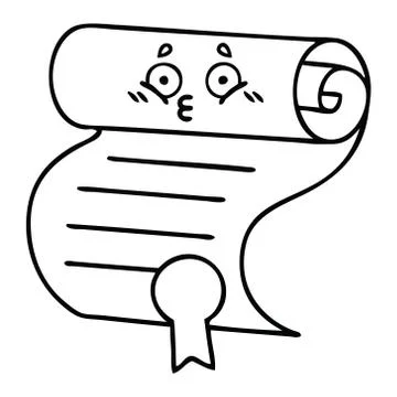 Line drawing cartoon contract Illustrazione stock