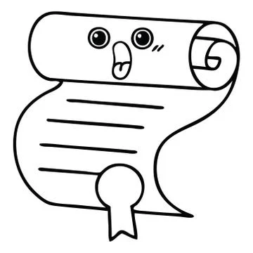 Line drawing cartoon contract Stock Illustration
