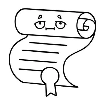 Line drawing cartoon contract Stockillustratie