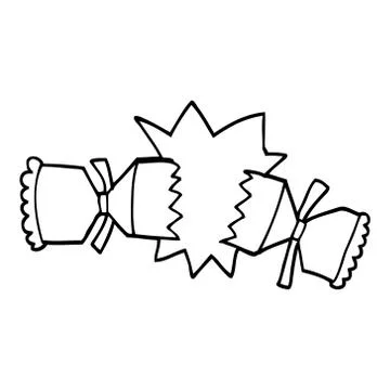 Line drawing cartoon cracking cracker Stock Illustration