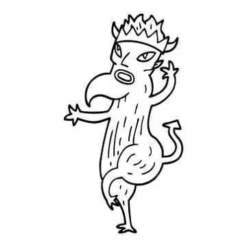 Line drawing cartoon devil Stock Illustration