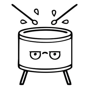 Line drawing cartoon drum イラスト素材