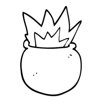 Line drawing cartoon exploding cauldron イラスト素材