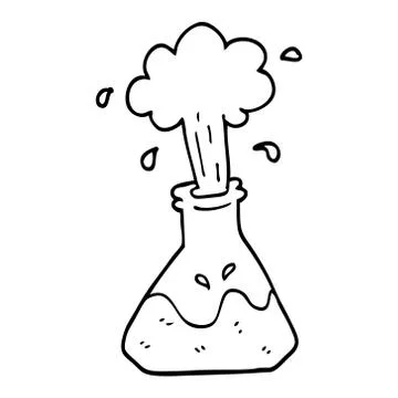 Line drawing cartoon exploding chemical set Illustrazione stock