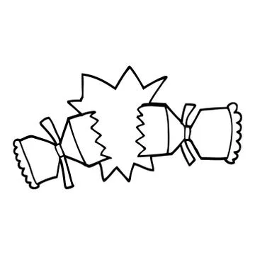 Line drawing cartoon exploding cracker Stock Illustration