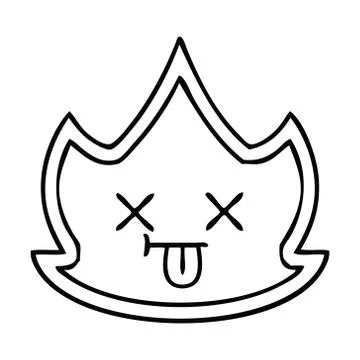 Line drawing cartoon fire Illustrazione stock