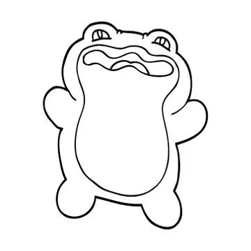 Line drawing cartoon frog Stock Illustration