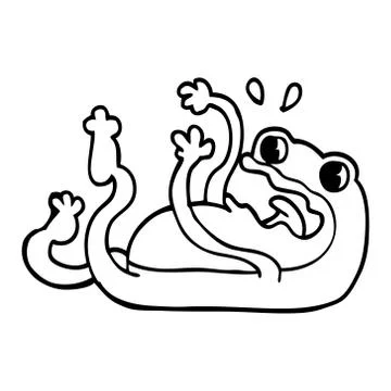Line drawing cartoon frog Stock Illustration