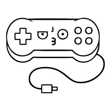 Line drawing cartoon game controller Stock Illustration