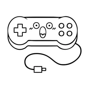 Line drawing cartoon game controller Illustrazione stock