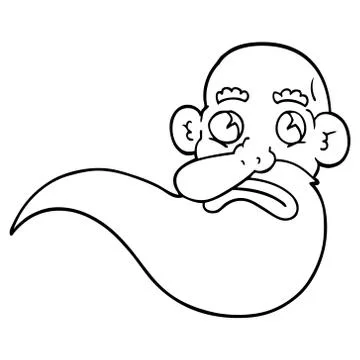 Line drawing cartoon grumpy old man Stock Illustration