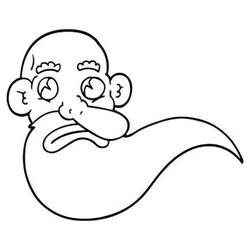 Line drawing cartoon grumpy old man Illustrazione stock