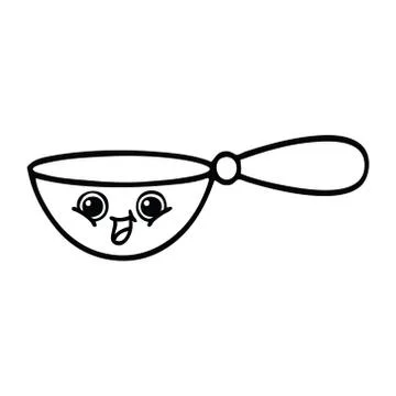 Line drawing cartoon measuring spoon Illustrazione stock