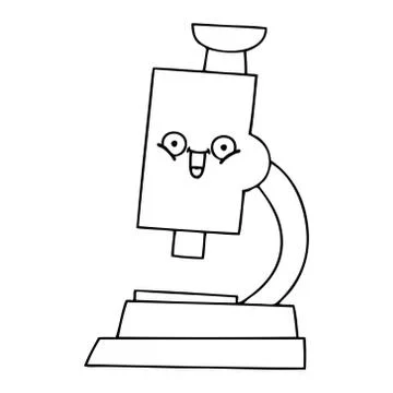 Line drawing cartoon microscope Illustrazione stock