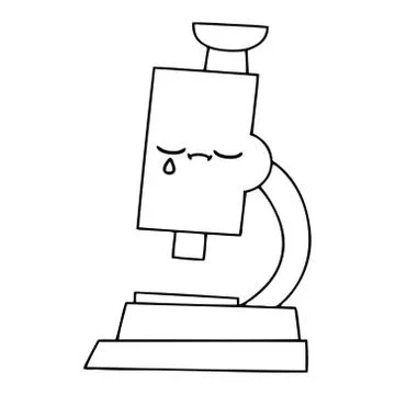 Line drawing cartoon microscope Illustrazione stock