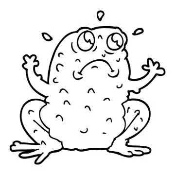 Line drawing cartoon nervous toad Illustrazione stock