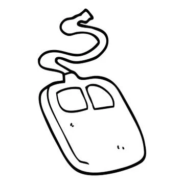 Line drawing cartoon old computer mouse 스톡 일러스트