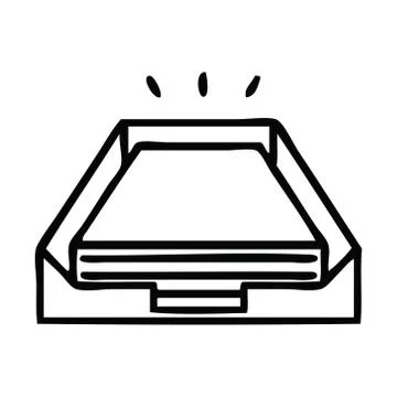 Line drawing cartoon paper stack in tray Stock Illustration