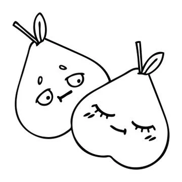 Line drawing cartoon pears Stock Illustration