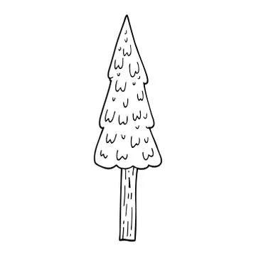Line drawing cartoon pine trees Stock Illustration