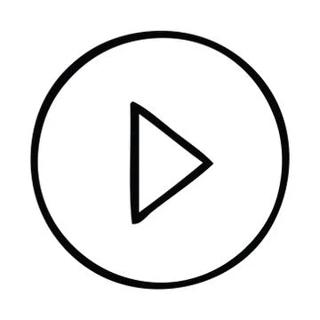 Line drawing cartoon play button Stock Illustration
