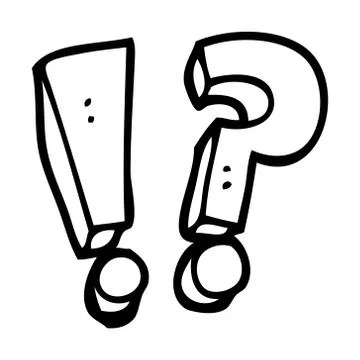 Line drawing cartoon question mark and exclamation mark 스톡 일러스트