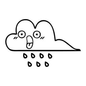 Line drawing cartoon rain cloud Illustrazione stock