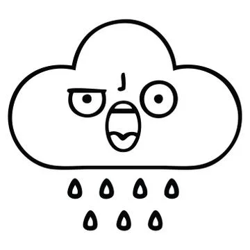 Line drawing cartoon rain cloud Illustrazione stock
