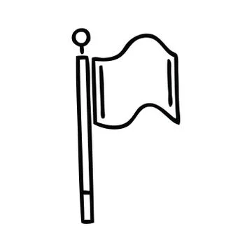 Line drawing cartoon red flag Stock Illustration