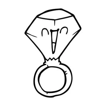 Line drawing cartoon red ruby ring 库存插图