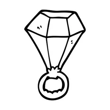 Line drawing cartoon red ruby ring Stock Illustration
