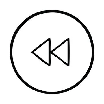 Line drawing cartoon rewind button Illustrazione stock