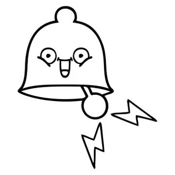 Line drawing cartoon ringing bell Stockillustratie