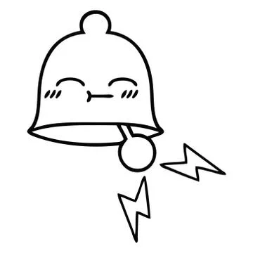 Line drawing cartoon ringing bell Illustrazione stock