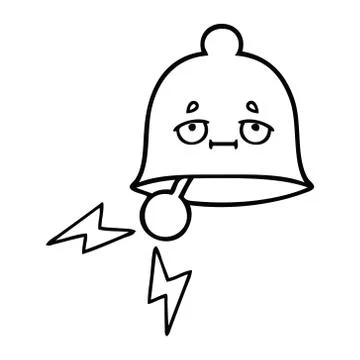 Line drawing cartoon ringing bell Illustrazione stock