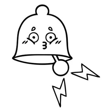 Line drawing cartoon ringing bell Illustrazione stock