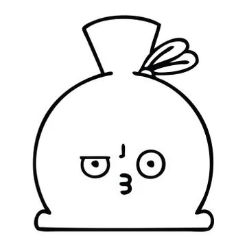 Line drawing cartoon sack Stockillustratie