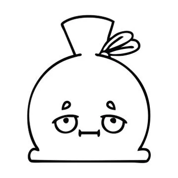 Line drawing cartoon sack Stock Illustration