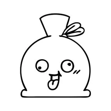 Line drawing cartoon sack Stock Illustration
